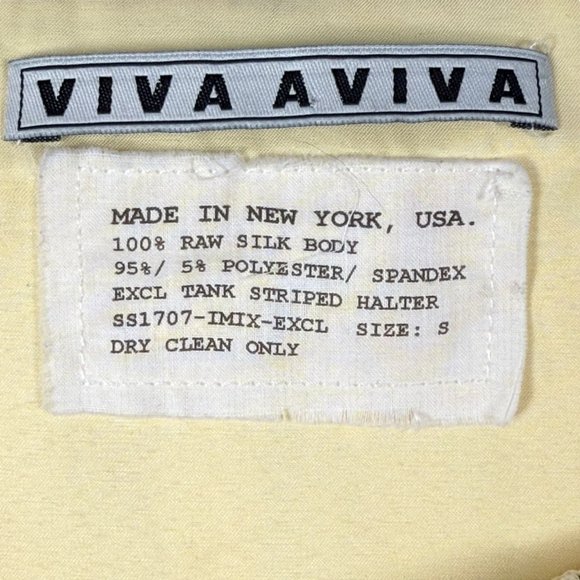 Viva Aviva Excl Halter Top Womens Sz S Multi Striped Raw Silk Cropped Tank - Picture 7 of 7